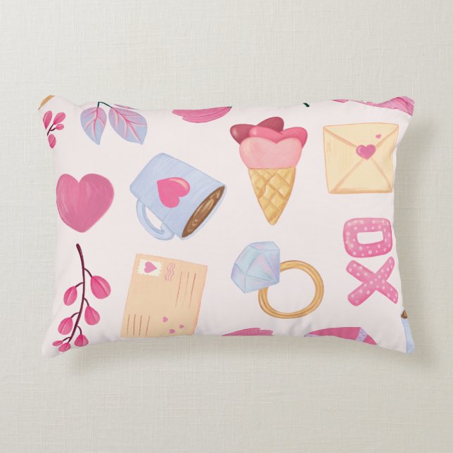 Cute romantic Accent Pillow Prydnadskudde (Framsidan)