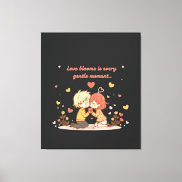 Cute Romantic Anime Couple - Love Moment Canvastryck