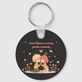 Cute Romantic Anime Couple - Love Moment Nyckelring