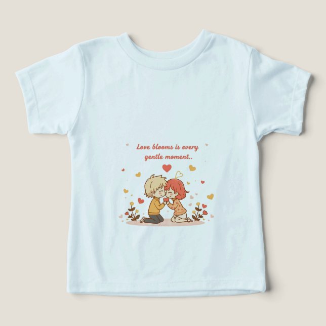 Cute Romantic Anime Couple - Love Moment T Shirt (Design Framsida)