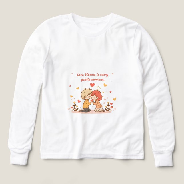 Cute Romantic Anime Couple - Love Moment T Shirt (Design framsida)