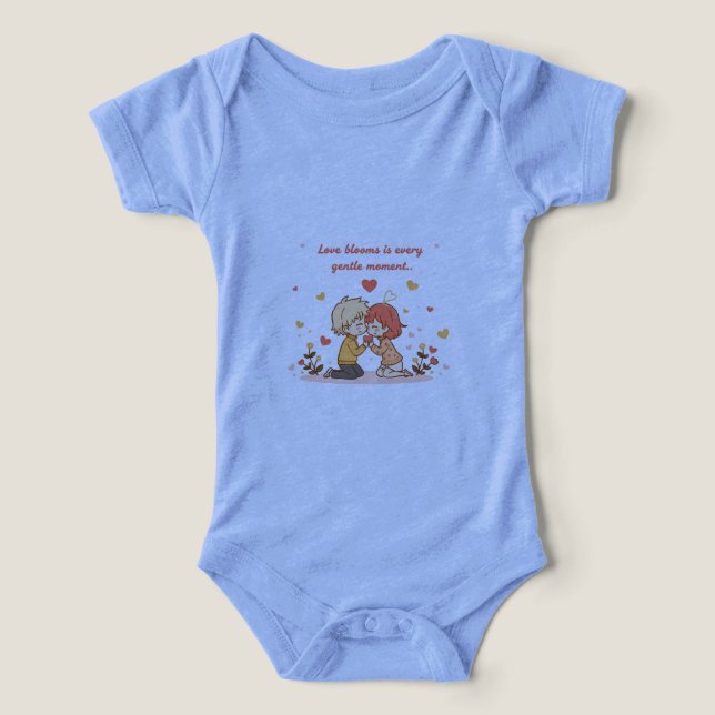 Cute Romantic Anime Couple - Love Moment T Shirt (Design Framsida)