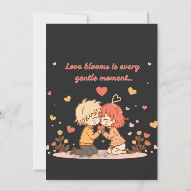 Cute Romantic Anime Couple - Love Moment Tack Kort (Framsida)