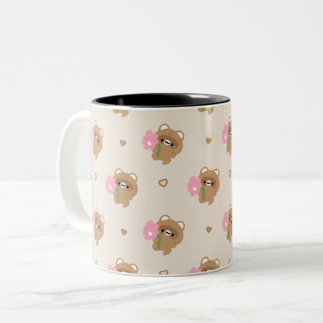 Cute Romantic Beaver Två-Tonad Mugg (Framsida vänster)