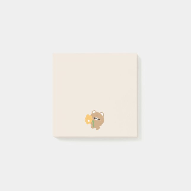 Cute Romantic Brown Bear Post-it Block (Framsida)