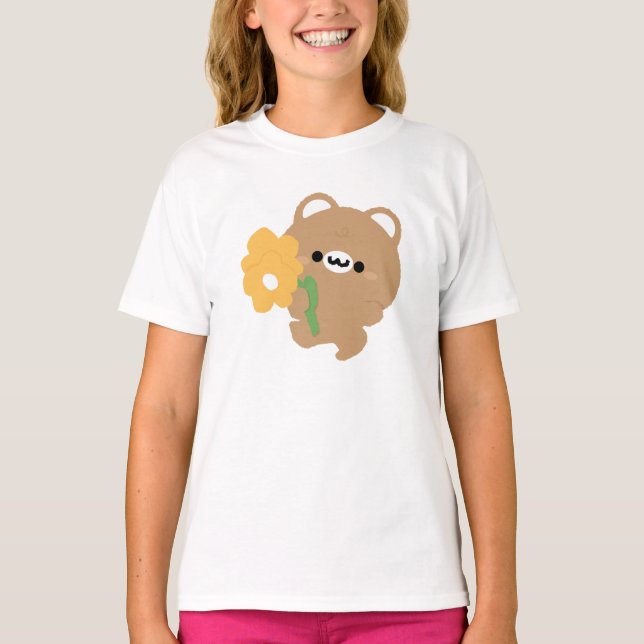 Cute Romantic Brown Bear T Shirt (Framsida)