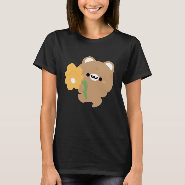 Cute Romantic Brown Bear T Shirt (Framsida)