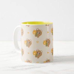 Cute Romantic Brown Bear Två-Tonad Mugg