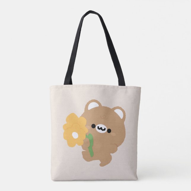 Cute Romantic Brown Bear Tygkasse (Baksida)