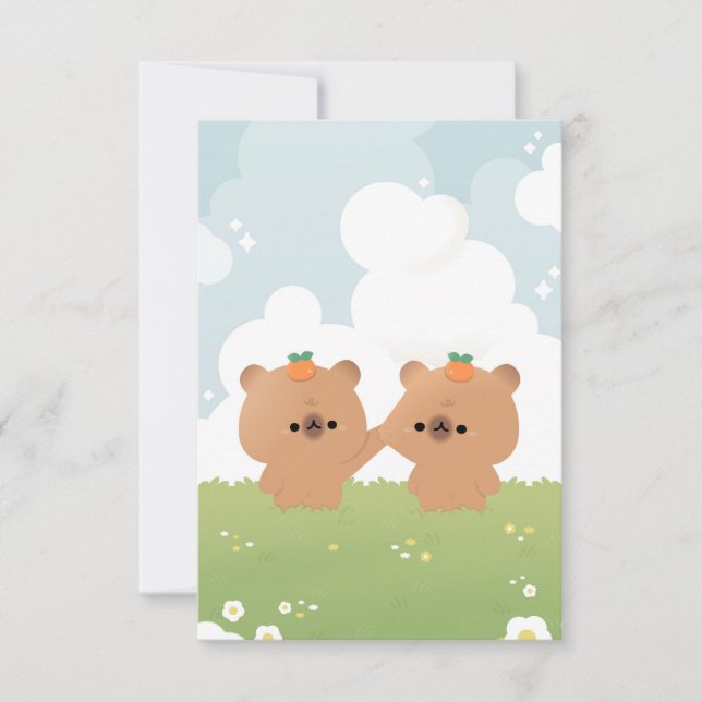 Cute Romantic Capybara Tack Kort (Framsida)