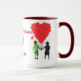 Cute romantic children holding händer Valentiness Mugg
