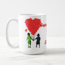 Cute romantic children holding händer Valentiness Mugg
