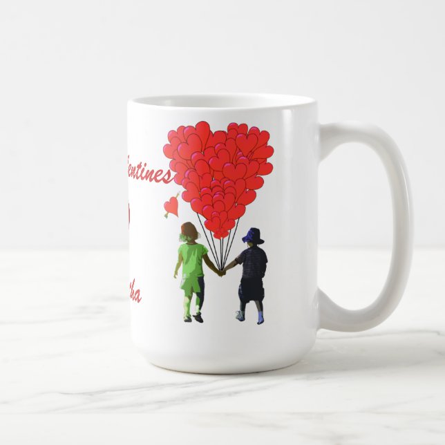 Cute romantic children holding händer Valentiness Mugg (Höger)