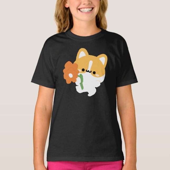 Cute Romantic Corgi T Shirt (Framsida)