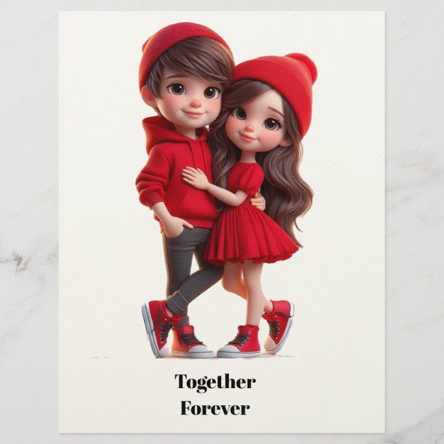 Cute Romantic Couple Card – A Happy Valentine Brevhuvud (Framsida)
