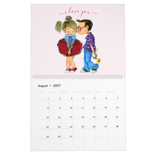Cute Romantic Couple - Kärlek - I Kärlek You - Kis Kalender (Aug 2027)