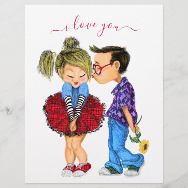 Cute Romantic Couple Letterhead Brevhuvud (Baksida)