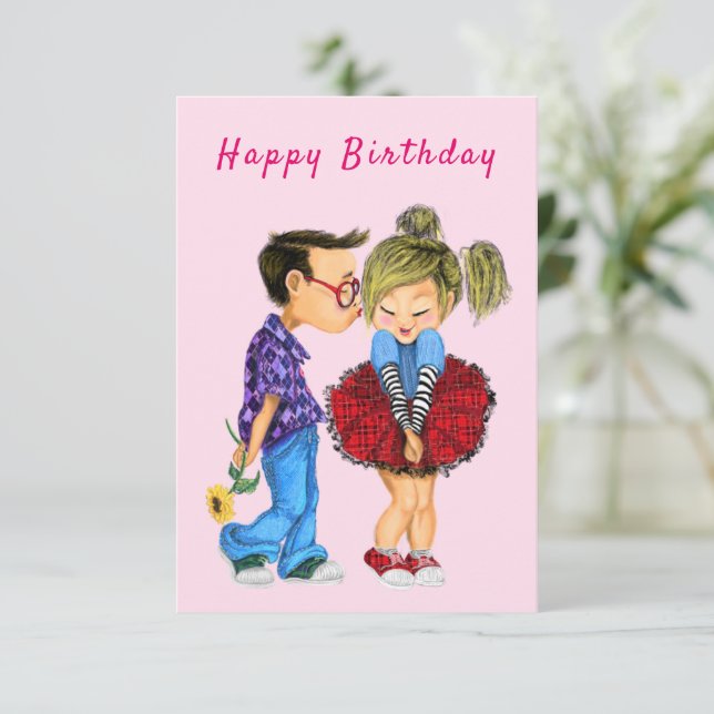 Cute Romantic Couthday Card (Stående Fram)