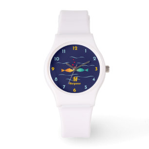 Cute Romantic Fish in Kärlek Monogram Armbandsur