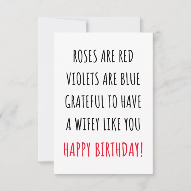 Cute romantic happy birthday card for her, wife  tack kort (Framsida)