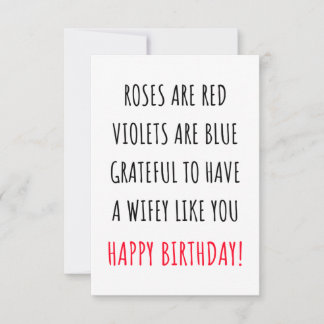 Cute romantic happy birthday card for her, wife tack kort