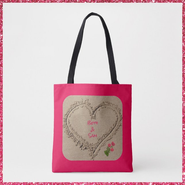 Cute Romantic Heart in Sand Tote Tygkasse (Skapare uppladdad)