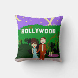 Cute Romantic Hollywood Retro Character Art Kudde