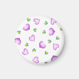 Cute Romantic Lila Heart Birthday Magnet