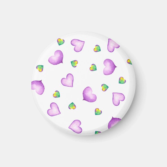 Cute Romantic Lila Heart Birthday Magnet (Framsidan)