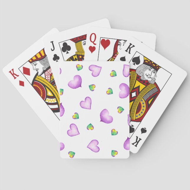 Cute Romantic Lila Heart Valentine Day Casinokort (Baksidan)