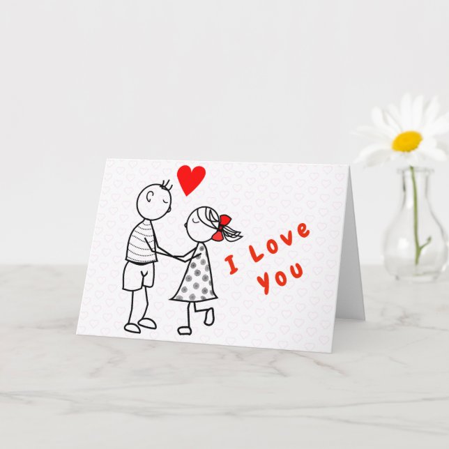 Cute Romantic lite Kärlek Alla hjärtans dagskort Kort (Liten växt)