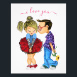 Cute Romantic lite kyss med text - jag Kärlek du Fototryck<br><div class="desc">Cute Romantic Couple - Kärlek - I Kärlek You - Kiss Boy and Girl - Roligt Painting - Select / Add Your Unique Text / Namn / Färg - make your Speciell Gift - Resize and move or remove / add inslag - image / text with custom verktyg. Målning och...</div>