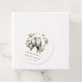 Cute Romantic Love birds Botaniskt utandningsskydd Gåvor Etiketter