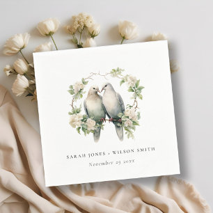 Cute Romantic Love birds Botaniskt utandningsskydd Pappersservett