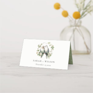 Cute Romantic Love birds Botaniskt utandningsskydd Placeringskort