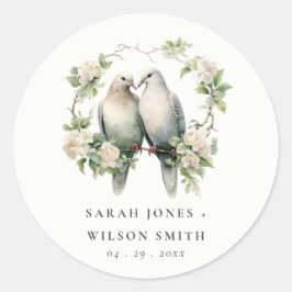 Cute Romantic Love birds Botaniskt utandningsskydd Runt Klistermärke