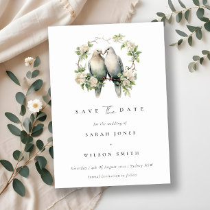 Cute Romantic Love birds Botaniskt utandningsskydd Spara Datumet