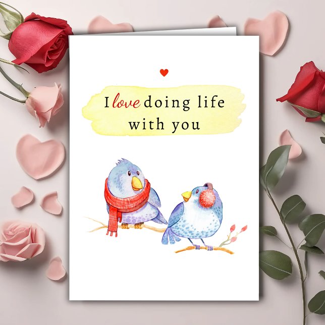 Cute Romantic Love Birds Valentine's Day Card Helgkort (Skapare uppladdad)