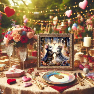 Cute Romantic Mouse par Kärlek Dikt Valentine Julkort