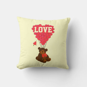 Cute romantic nalle valentines kärlek hjärta kudde