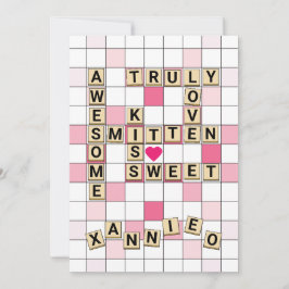 Cute Romantic Ord Tile Puzzle Valentine Julkort