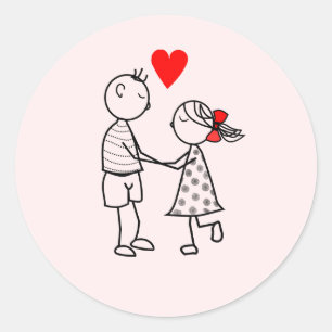 Cute Romantic par i Kärlek-stickers Runt Klistermärke