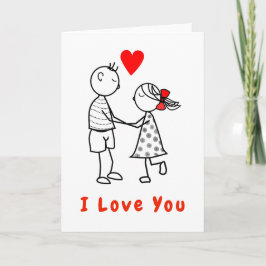 Cute Romantic-par med text - jag Kärlek dig Kort