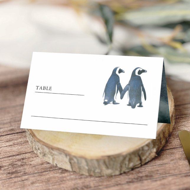 Cute Romantic par Penguin Bröllop Placeringskort (Skapare uppladdad)