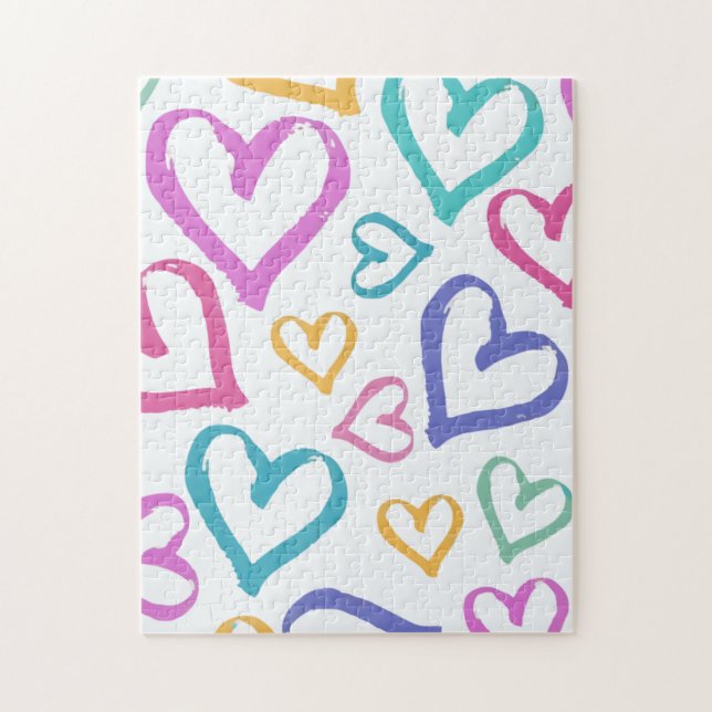 Cute Romantic Pastel Hearts Pussel (Vertikal)