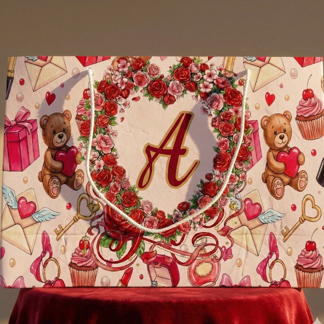 Cute Romantic Red & Pink Watercolor Love Pattern (Skapare uppladdad)