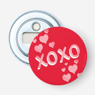 Cute Romantic Red Rosa Hearts XOXO Flasköppnare