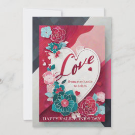 Cute Romantic Röd ros Valentines dagskort Julkort