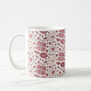 Cute Romantic Rosa Hearts Kisses Kaffemugg