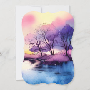 Cute Romantic Sjö Ligcape Watercolor Anteckningskort